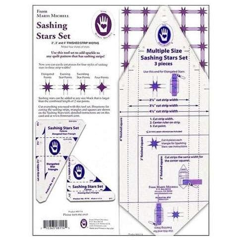 Sashing stars set, misure multiple 2 1/2", 3 1/2" e 4 1/2", marti michell 8114