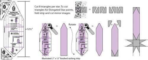 SASHING STARS SET, MISURE MULTIPLE 2 1/2", 3 1/2" E 4 1/2", MARTI MICHELL 8114