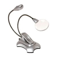 Lampada a led (2led) con pinza e lente  mm52/3x + base da tavolo con calamita