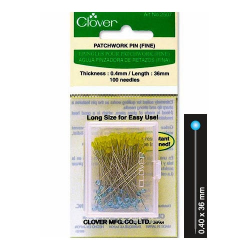 Spillini testa vetro Clover 2507, 0,40 × 36 mm, confezione da 100 pezzi.