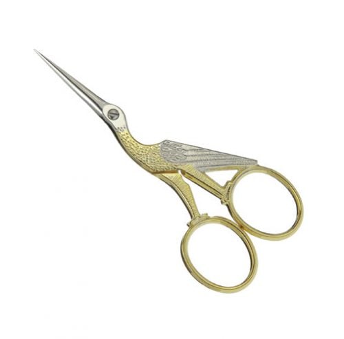 Forbice ricamo cicogna dorata cm 9,5 alpen, made in italy