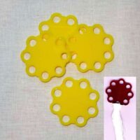 Floss organiser, portafili fiore 8 fori, tombolo e disegni cm 5,5 4 pezzi