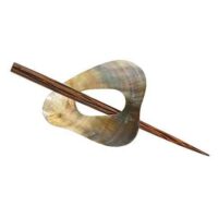 Fermaglio per foulard in legno e madreperla