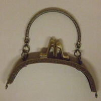 Chiusura per borsetta con manico e chiusura con scarpette, colore oro o argento brunito  cm 16