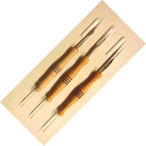Uncinetto punta dorata 0,40/24 con manico in legno pregiato multicolor