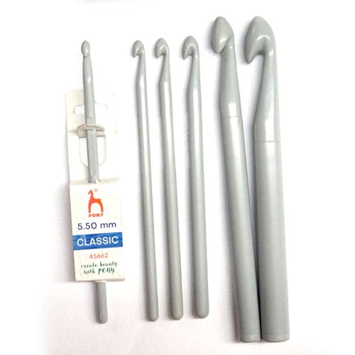 Uncinetto pony cm15, plastica grigioperla, dal 5,5 al 15