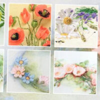 Little flowers in silk and organza ribbon