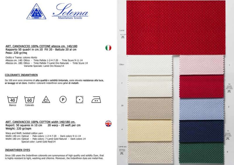 Aida 50, sotema altezza 140 cm, € 21,00/36,00 al metro, vendita a multipli di 50 cm