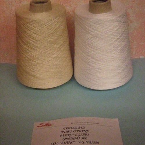 Kit 2 coni cotone puro mako' egitto 24/3 n°16 -1 bianco e 1 ecrù