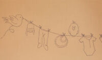 Lenzuolino per lettino 100% lino, con disegno biancheria stesa