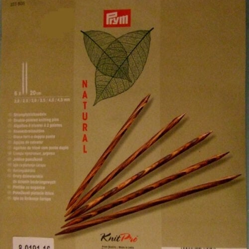 Kit 6 gioco ferri doppia punta in legno multicolor natural cm 20, knit pro prym 223805