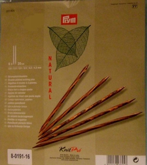 KIT 6 GIOCO FERRI DOPPIA PUNTA IN LEGNO MULTICOLOR NATURAL CM 20, KNIT PRO PRYM 223805