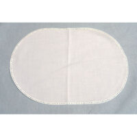 Runc33 Ovale in batista di cotone bianco con bordo liscio, 29,5 × 21 cm, ideale per ricamo e tombolo.