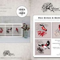 Schema blackwork: red birds and berries aijsai designs