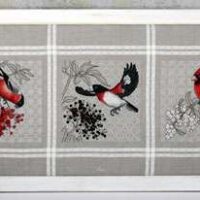 Schema blackwork: red birds and berries aijsai designs