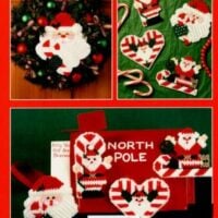 Candy cane santas in plastic canvas
