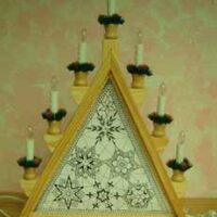 Schwibbogen albero con 7 candele elettriche + disegno stelle