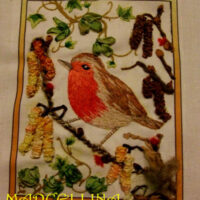 Pannello in cotone per ricamo silk (a5):  pettirosso