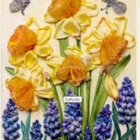 Pannello in cotone per ricamo silk (a5): narcisi