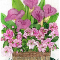 Pannello in cotone per ricamo silk (a5):  calle rosa