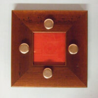 Sottopentola in legno scuro cm 15x15/vetro cm 6x6