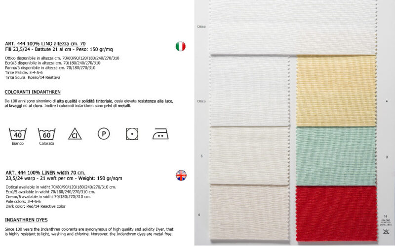 Lino 444 (fili 24x21) sotema rosso 14 altezza cm 70 € 21,00 al metro, vendita a multipli di 50 cm
