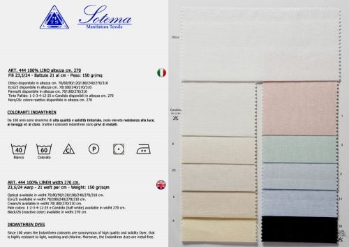 Lino 444 (fili 24x21) sotema altezza cm 270 € 46,00/56,00 al metro, vendita a multipli di 50 cm - immagine 3