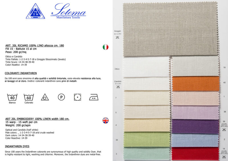 Lino colorato 20l (15x15 fili) sotema, pezzi gia' tagliati varie misure come da indicazione
