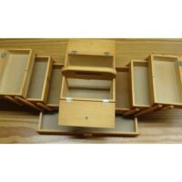 Portalavoro in legno chiaro, 7 scomparti + 1 cassetto