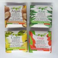 Dal frantoio nesti dante, sapone vegetale di marsiglia gr 100 argan, goji, cedro, lavanda, aloe