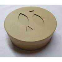 Scatola  in cartone rotonda con coperchio con pesci
