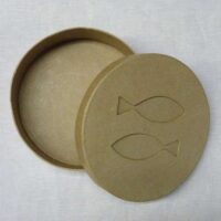 Scatola  in cartone rotonda con coperchio con pesci
