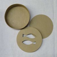 Scatola  in cartone rotonda con coperchio con pesci