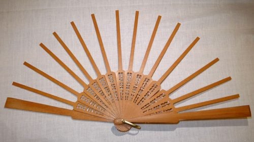 Struttura per ventaglio in legno "palline" cm 43, stecche 14 + 2