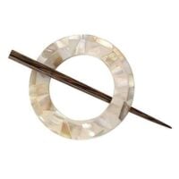 Fermaglio per foulard in legno e madreperla