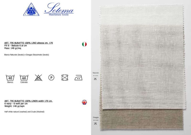 Lino t95 (cencio 6x6 fili) sotema, pezzi già tagliati