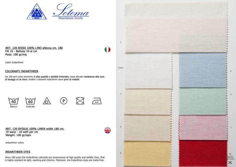 Lino bisso 120 (fili19x19) sotema altezza cm 180, € 43,00 metro vendita a multipli di 50 cm