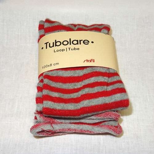 Tubolare a righe grigio/rosso cm 100 x cm 8, stafil