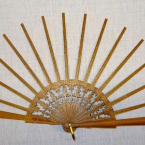 Struttura ventaglio legno, ragnetti bianco/argento cm 50,5