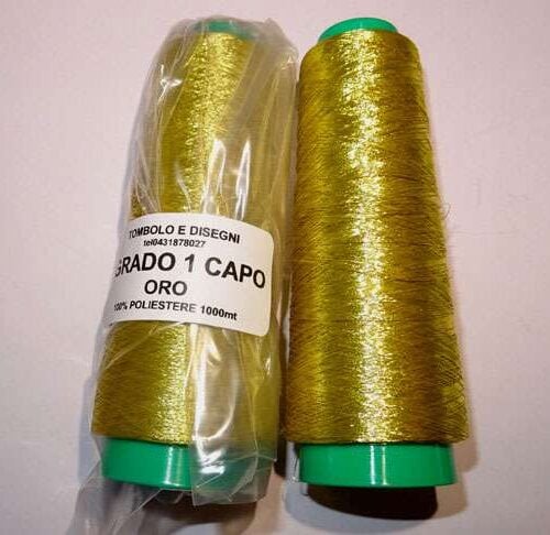 Grado oro 1 capo metallizzato 1000mt tombolo e disegni