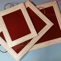 Vassoio shabby chic rettangolare medio-bianco cm 26x36/vetro cm 18,5x29