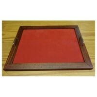 Vassoio arte povera rettangolare 2 maniglie cm 35,5x45,5/vetro cm 28,5x38,5