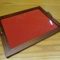 Vassoio arte povera rettangolare 2 maniglie cm 35,5x45,5/vetro cm 28,5x38,5