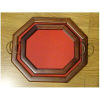 Vassoio arte povera ottagonale con 2 maniglie cm 30 x 26 piccolo, vetro cm 24 x 20