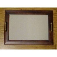 Vassoio arte povera rettangolare maniglie in metallo cm 31 x 41/vetro cm 23,5 x 33,5