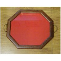 Vassoio arte povera ottagonale con 2 maniglie cm 33 x 38 medio, vetro cm 33 x 28