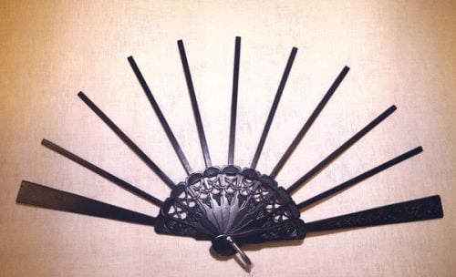 Struttura ventaglio  legno archetti, nero cm 37