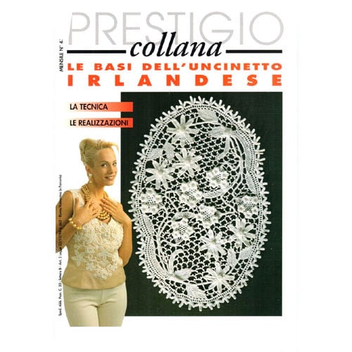 Uir15 Copertina del libro Le basi dell’uncinetto irlandese, 67 pagine in italiano.