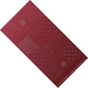 Sashiko patch, 6 basi ricamabili gia' disegnate cm14x18 tessuto blu