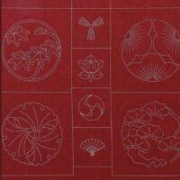 Sashiko pannello ricamabile cm 60 x 115, rosso